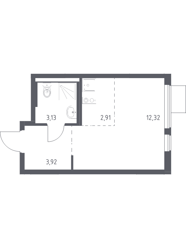 Студия 22,3 м²