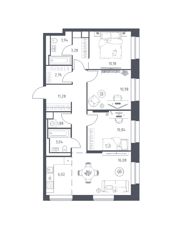 4 ккв (Евро) 80,3 м²
