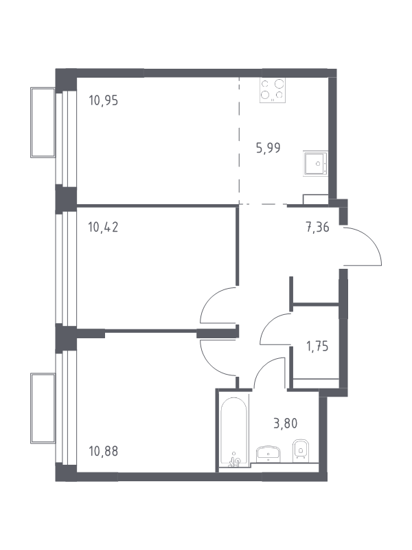 3 ккв (Евро) 51,3 м²