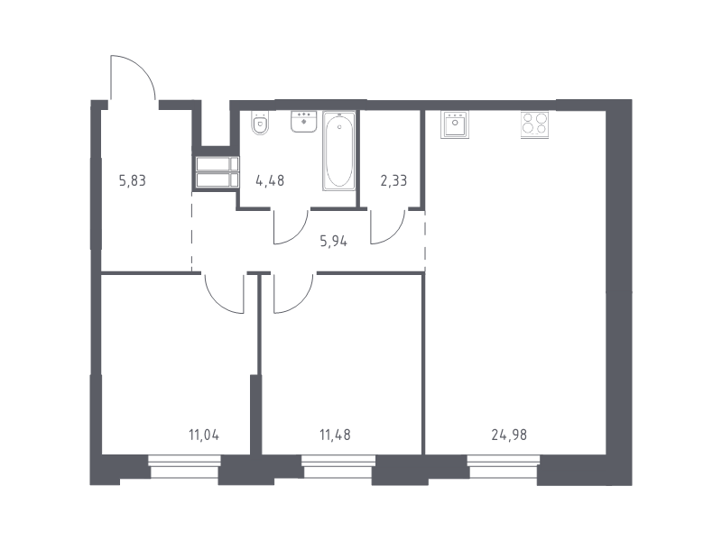 3 ккв (Евро) 66,1 м²