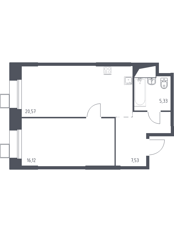 2 ккв (Евро) 49,6 м²