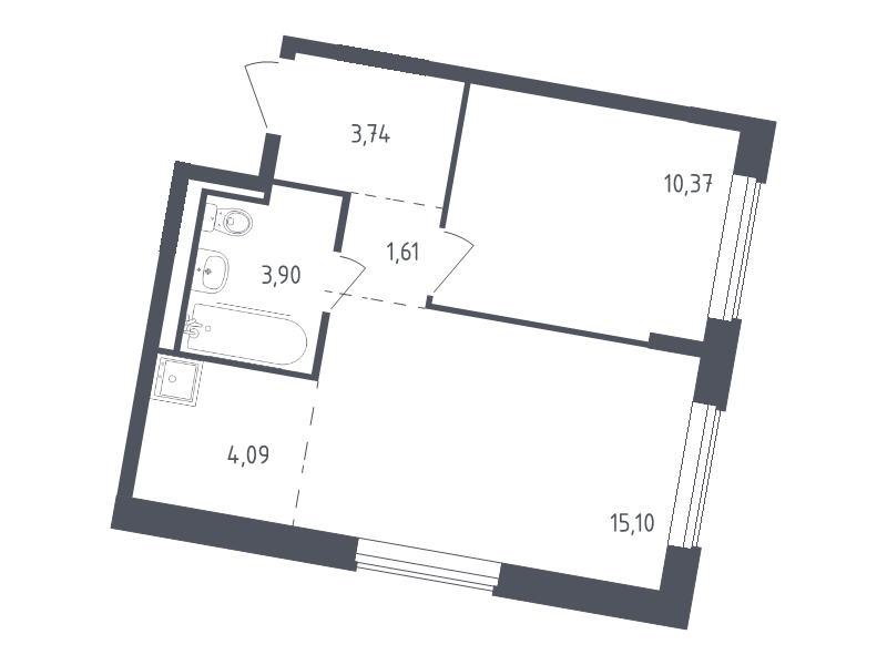 2 ккв (Евро) 38,9 м²