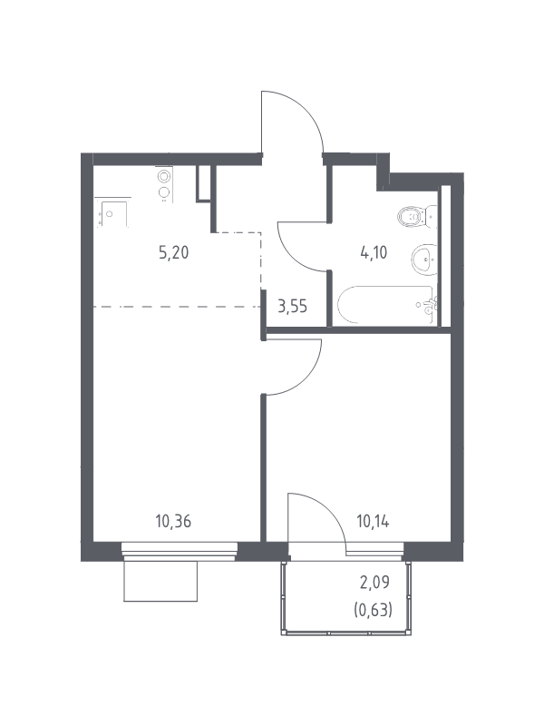 2 ккв (Евро) 34 м²