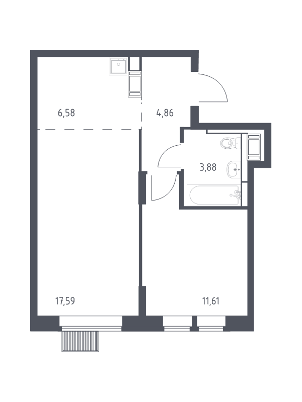 2 ккв (Евро) 44,5 м²