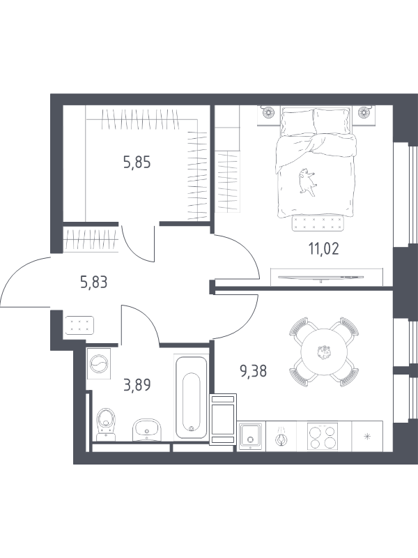 1 ккв 36 м²
