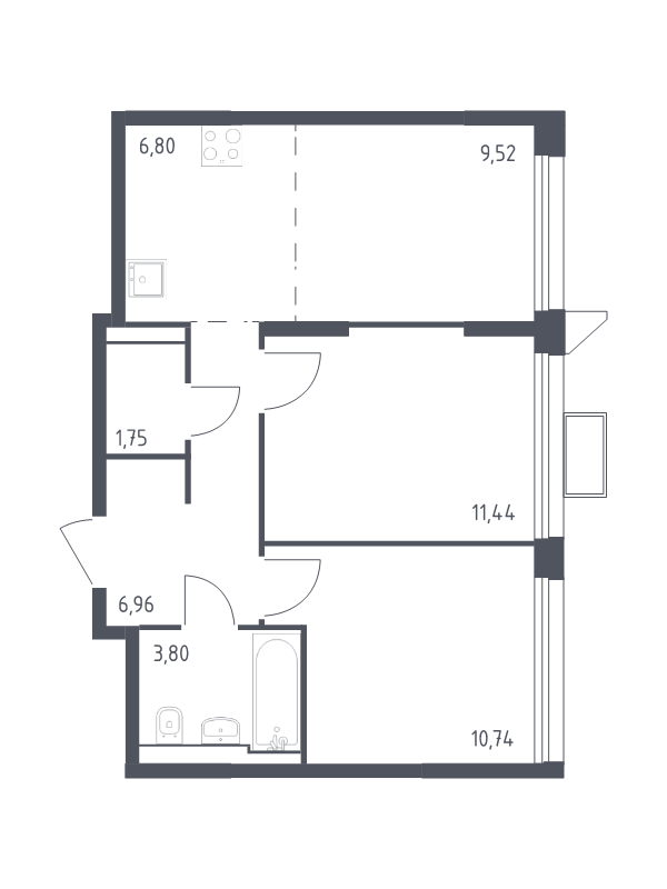 3 ккв (Евро) 51,2 м²