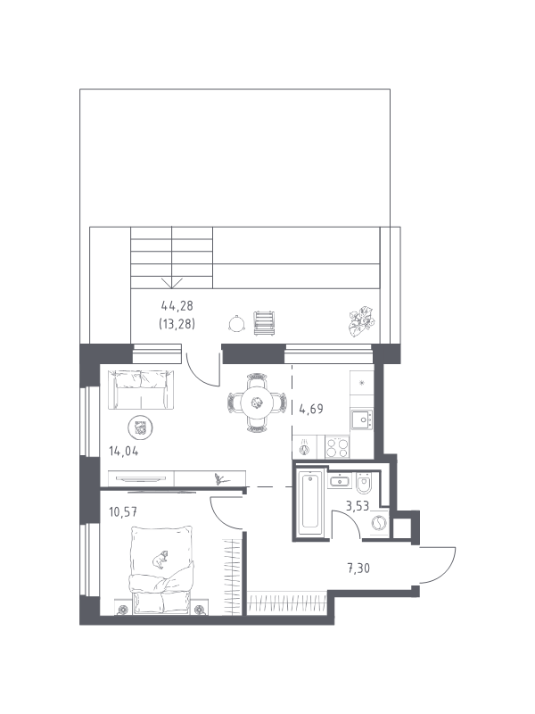 2 ккв (Евро) 53,4 м²