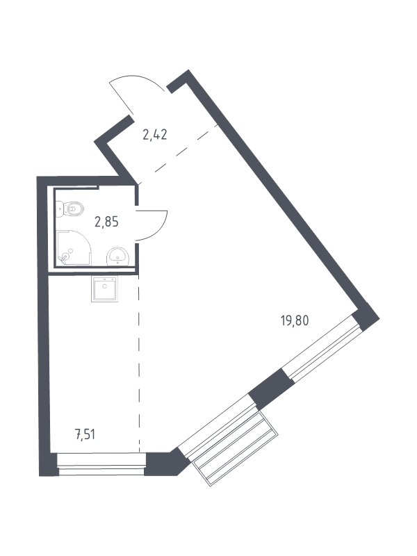 Студия 32,3 м²