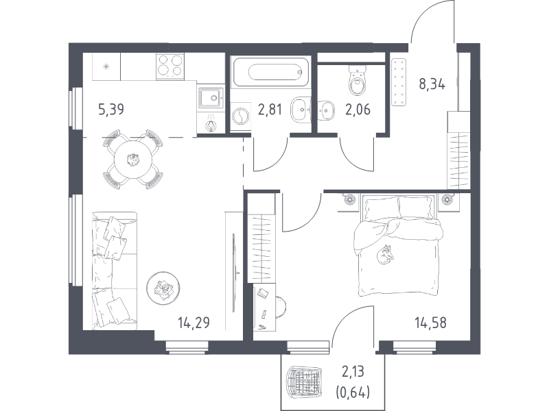 2 ккв (Евро) 48,1 м²