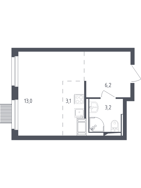 Студия 24,7 м²