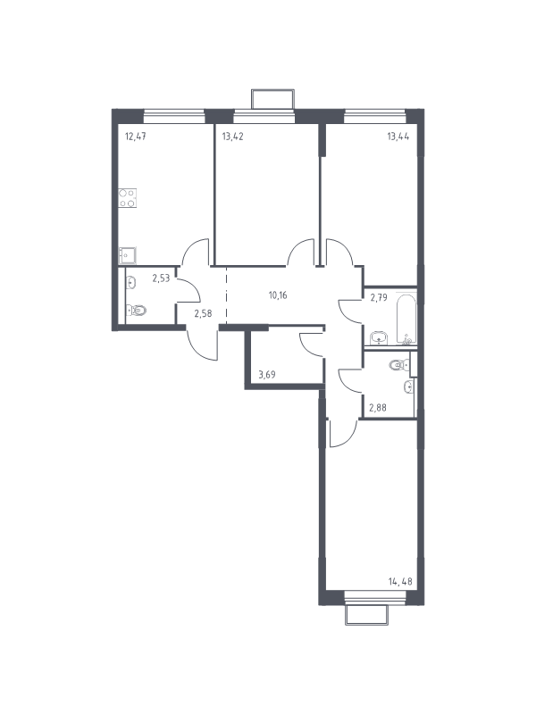 3 ккв 78,4 м²