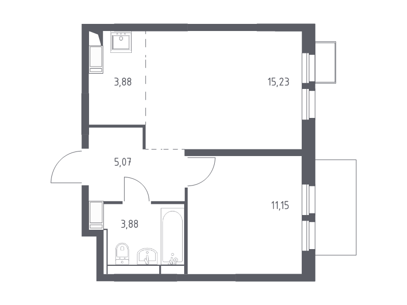 2 ккв (Евро) 39,2 м²