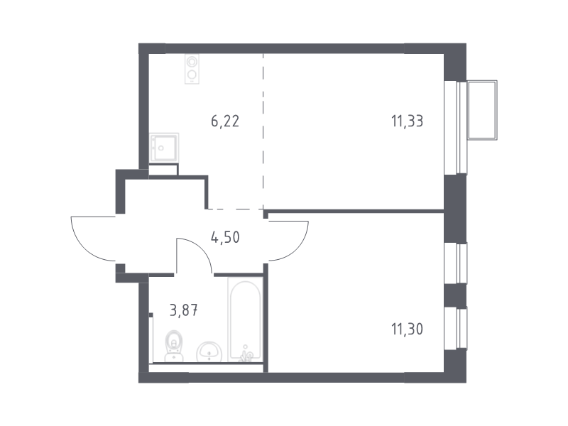 2 ккв (Евро) 37,2 м²
