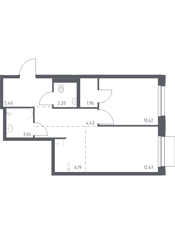 2 ккв (Евро) 46,5 м²