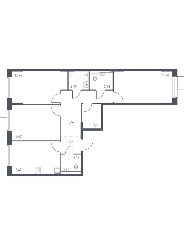 3 ккв 78,4 м²