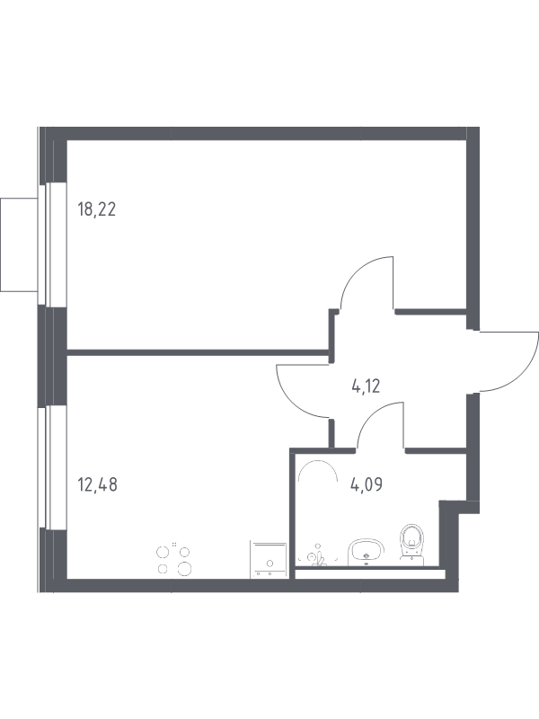 1 ккв 38,9 м²
