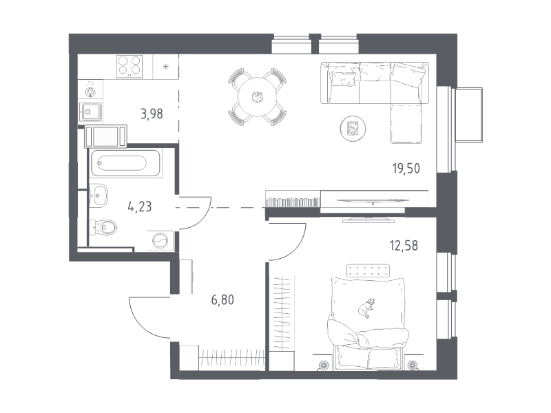 2 ккв (Евро) 47,1 м²