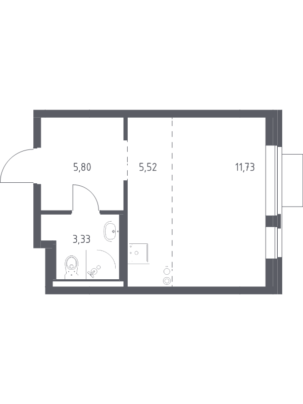 Студия 26,4 м²