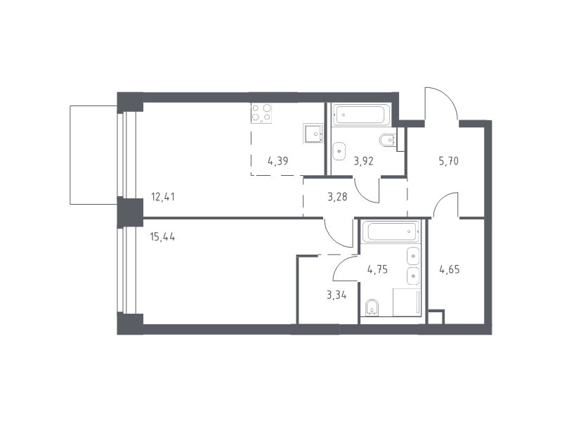2 ккв (Евро) 57,9 м²