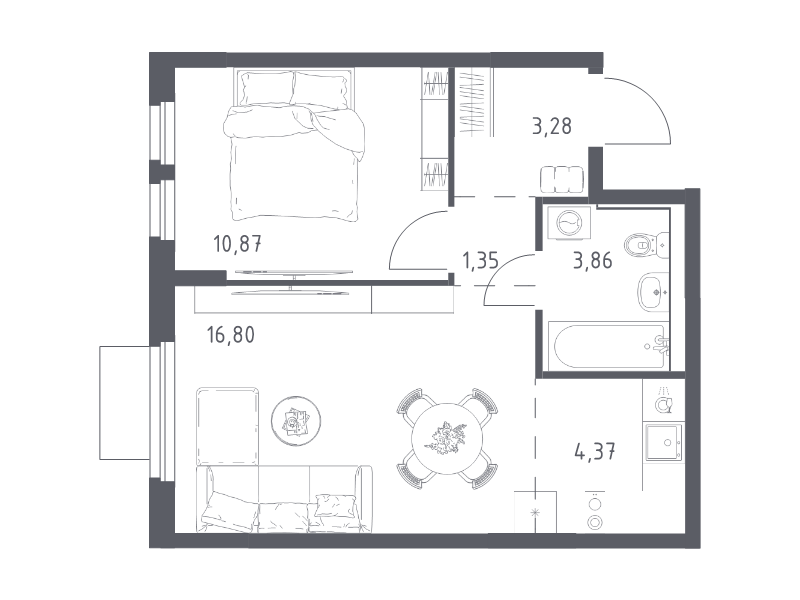 2 ккв (Евро) 40,5 м²