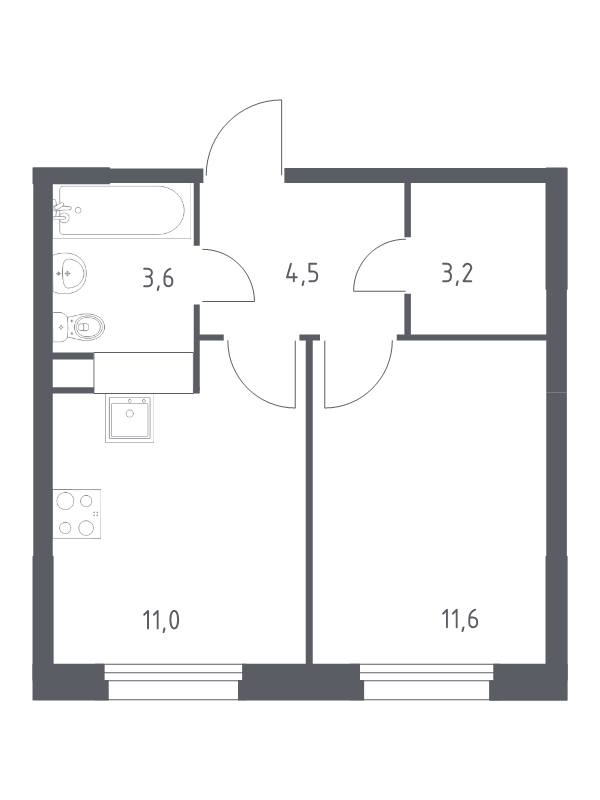 1 ккв 33 м²