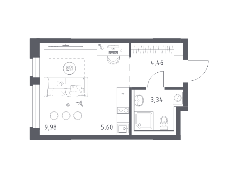 Студия 23,4 м²