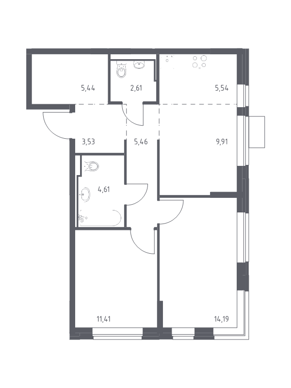 3 ккв (Евро) 62,7 м²