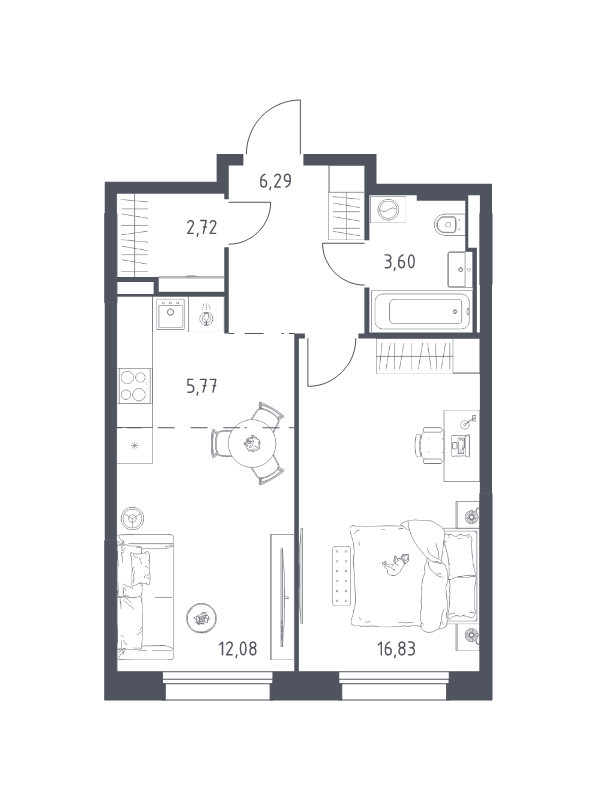 2 ккв (Евро) 47,3 м²