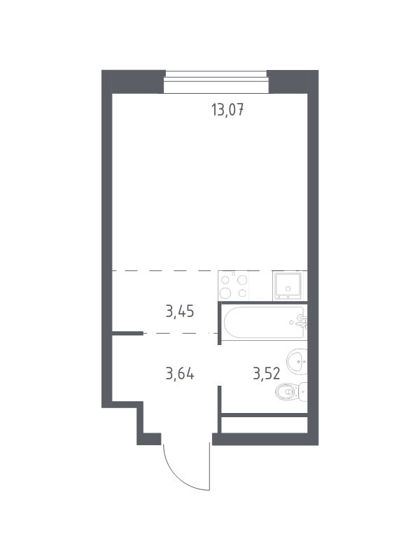 Студия 23,4 м²