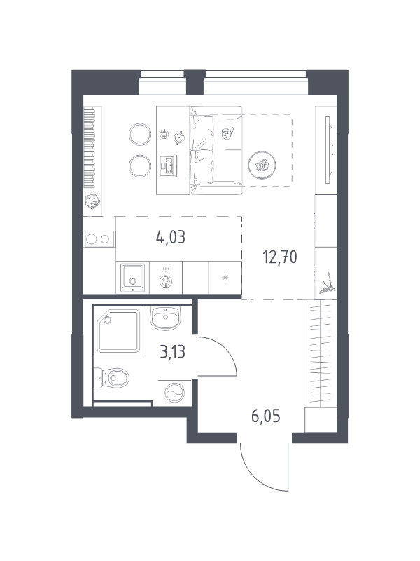 Студия 25,9 м²