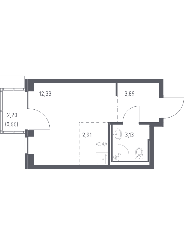 Студия 22,9 м²