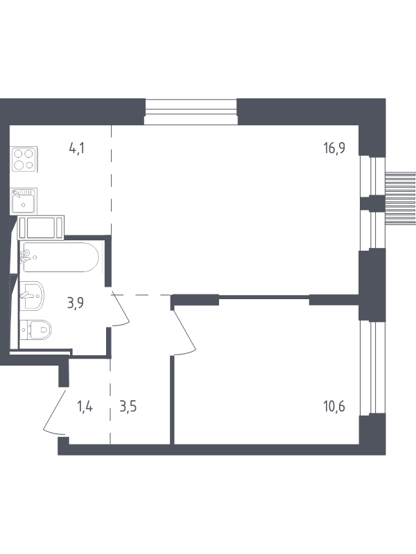 2 ккв (Евро) 39,6 м²