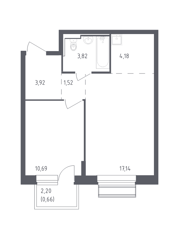 2 ккв (Евро) 41,9 м²