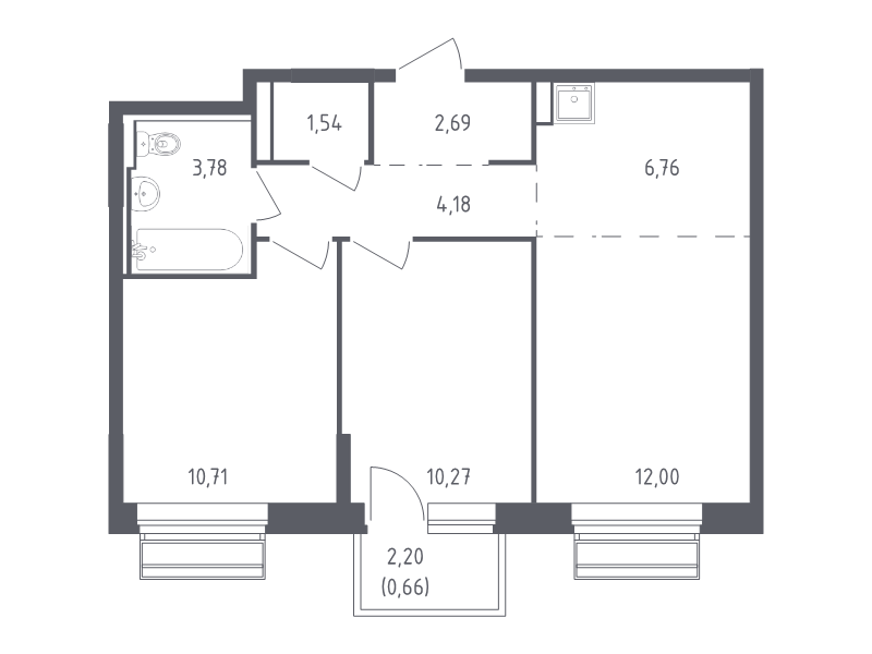 3 ккв (Евро) 52,6 м²