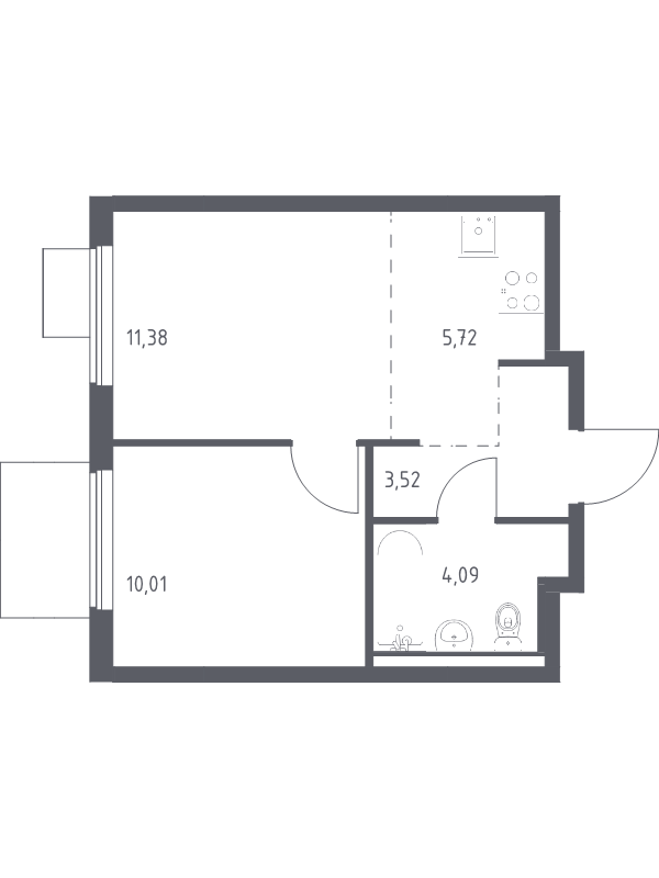 2 ккв (Евро) 34,7 м²