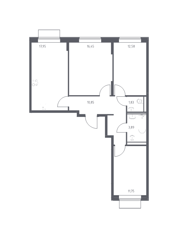 4 ккв (Евро) 75,3 м²