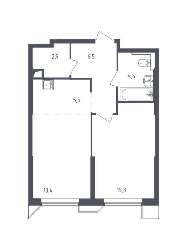 2 ккв (Евро) 47,9 м²