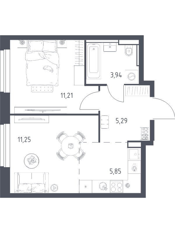 2 ккв (Евро) 37,5 м²