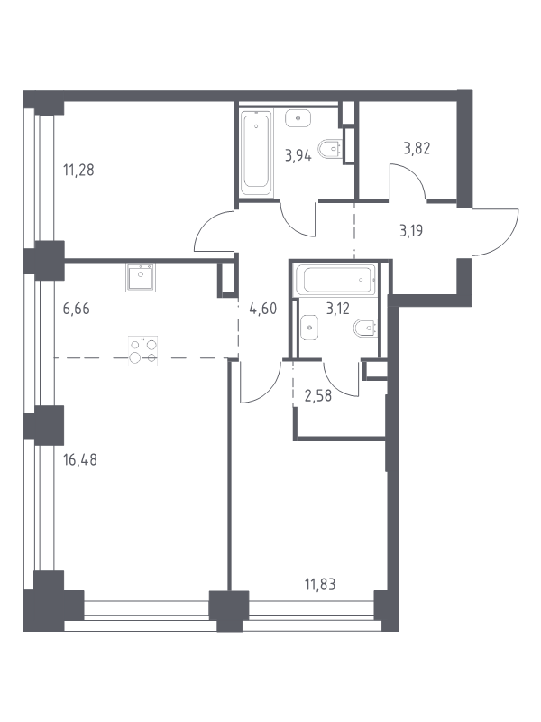 3 ккв (Евро) 67,5 м²