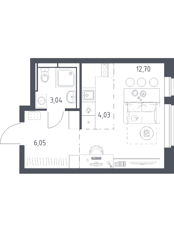 Студия 25,8 м²