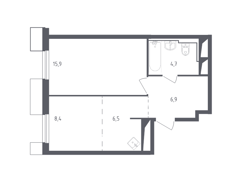 2 ккв (Евро) 42,6 м²