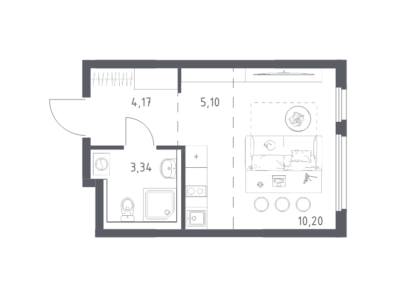 Студия 22,8 м²