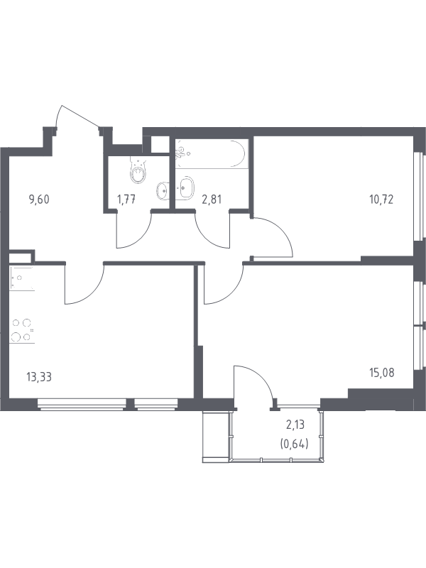 2 ккв 54 м²