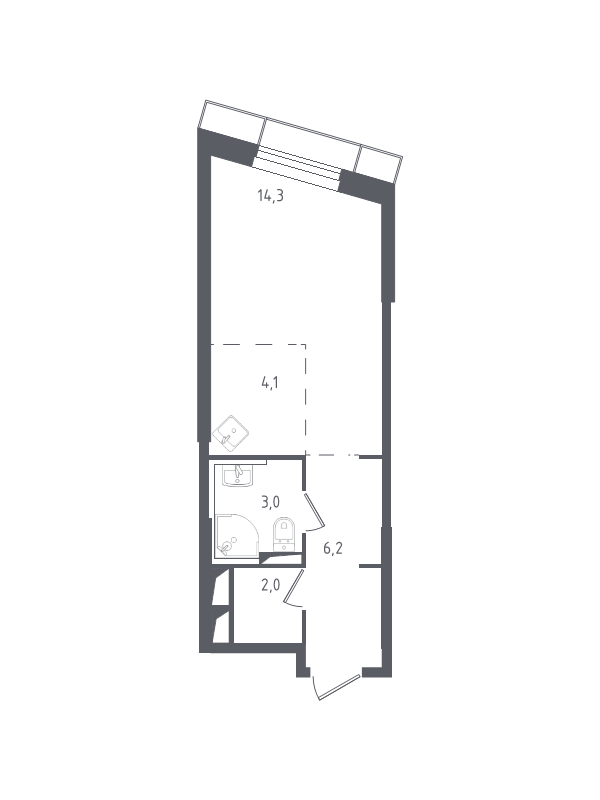 Студия 29,6 м²