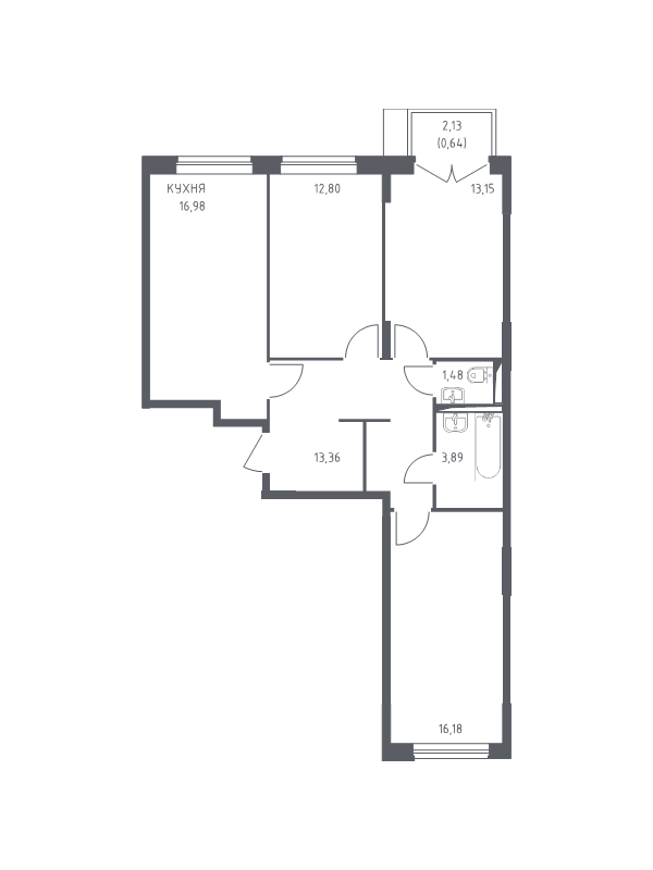 4 ккв (Евро) 78,6 м²