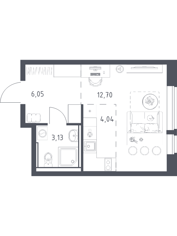 Студия 25,9 м²