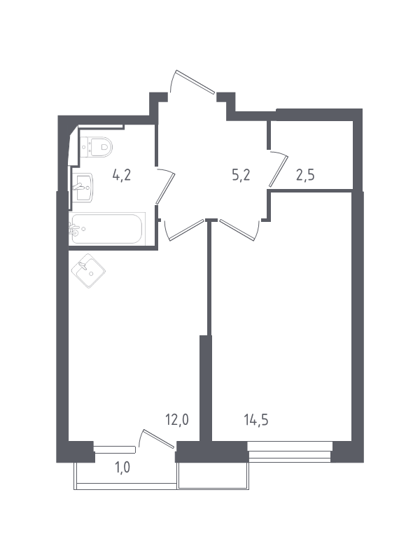 1 ккв 39,5 м²
