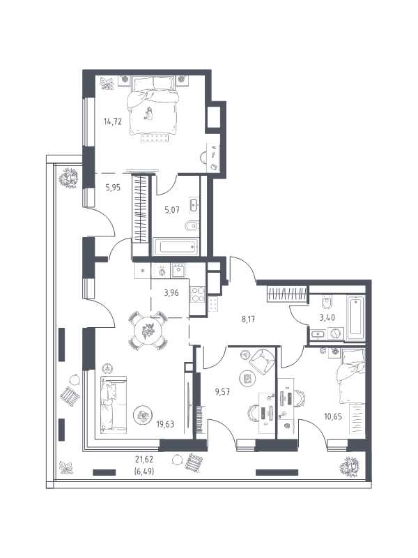 4 ккв (Евро) 87,6 м²