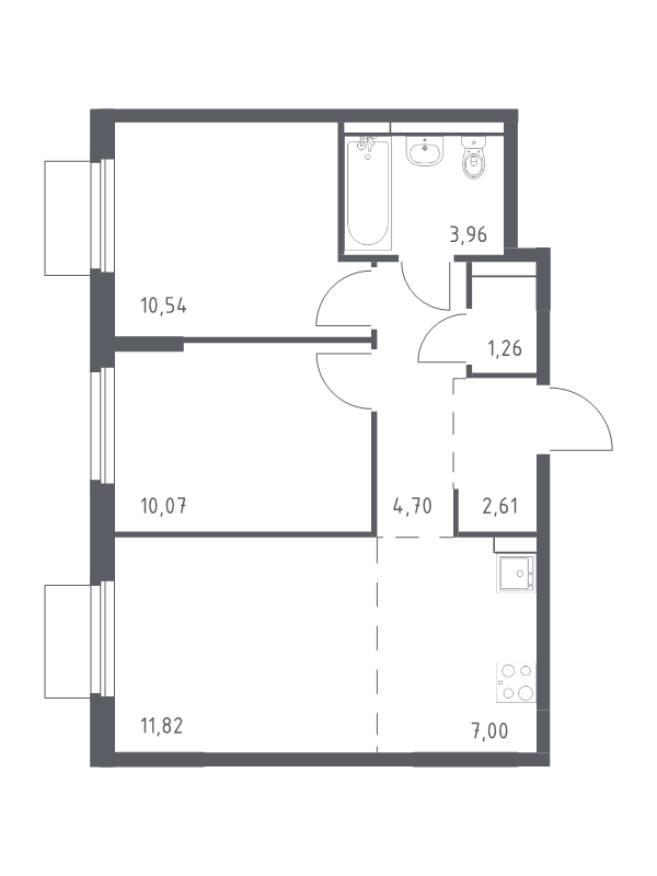 3 ккв (Евро) 52 м²