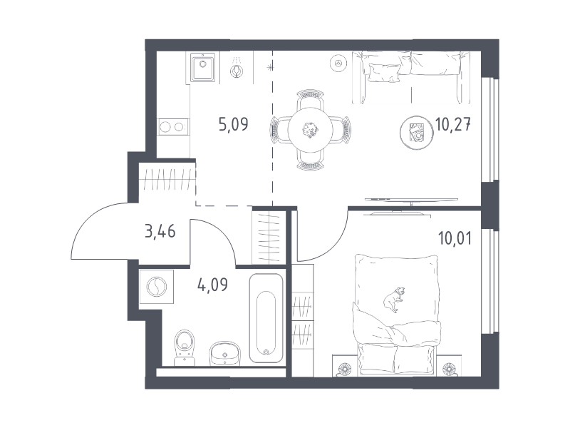 2 ккв (Евро) 32,9 м²
